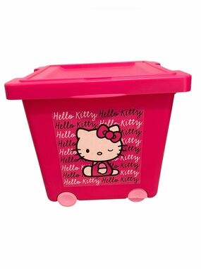 Hello Kitty Sanrio 2013 Hot Pink Rolling Storage Cart with Lid & Handles